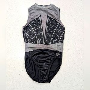 CHAMPIONSHIP LEO GK Elite gymnastics Leotard Adult Medium TUXEDO size runs small